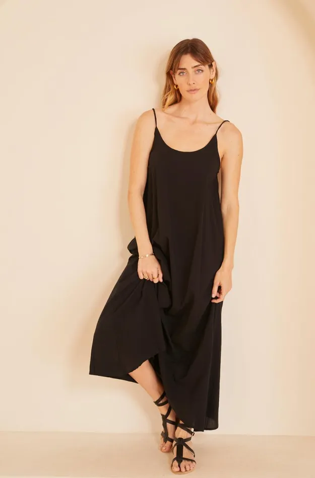 Women Natalie Martin Dresses Heather Maxi Black Flat Cotton