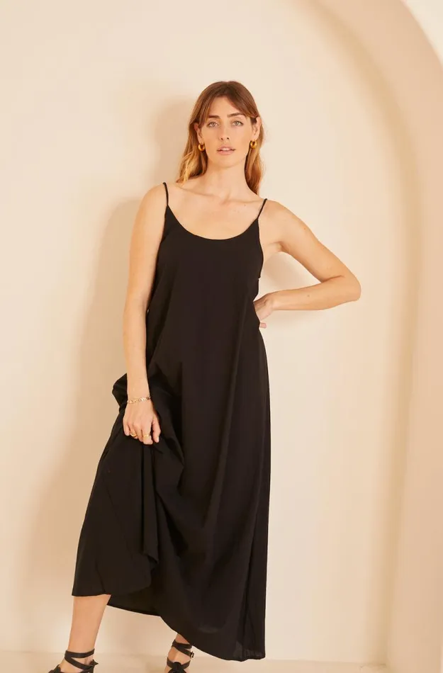 Women Natalie Martin Dresses Heather Maxi Black Flat Cotton