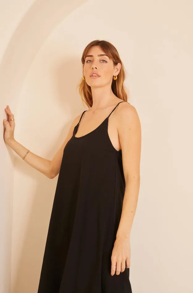 Women Natalie Martin Dresses Heather Maxi Black Flat Cotton