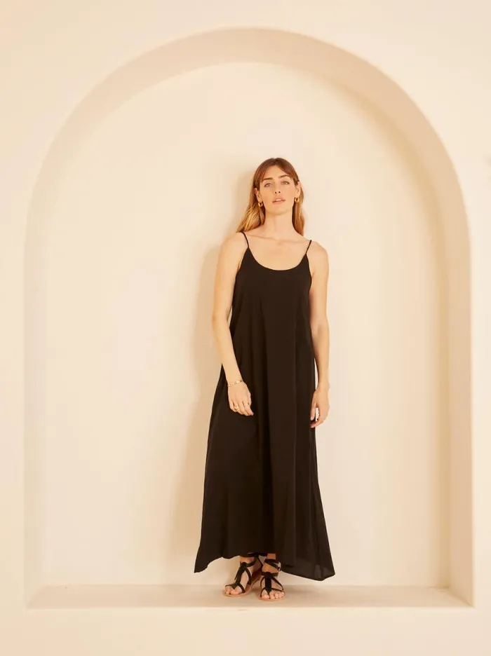 Women Natalie Martin Dresses Heather Maxi Black Flat Cotton