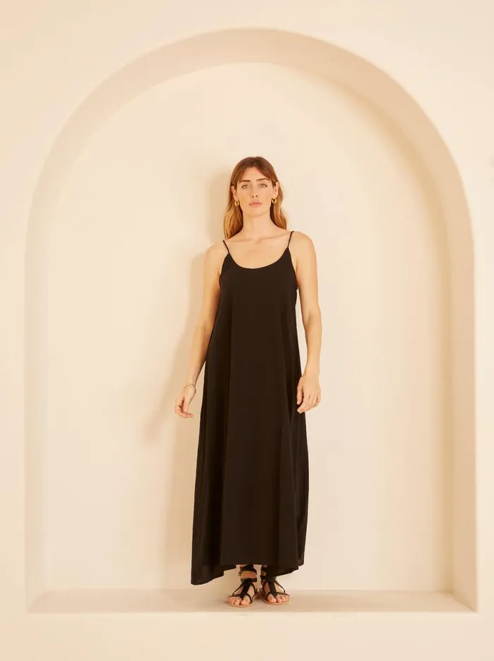 Women Natalie Martin Dresses Heather Maxi Black Flat Cotton