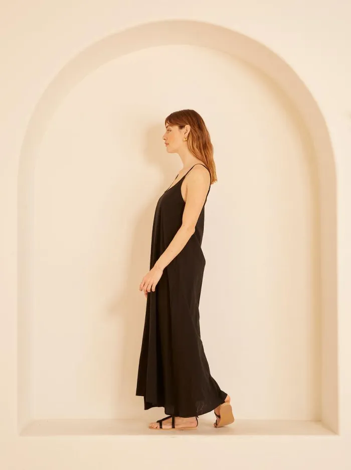 Women Natalie Martin Dresses Heather Maxi Black Flat Cotton