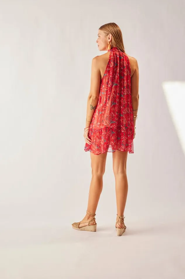 Women Natalie Martin Dresses Indiana Mini Chiffon Watercolor Verm
