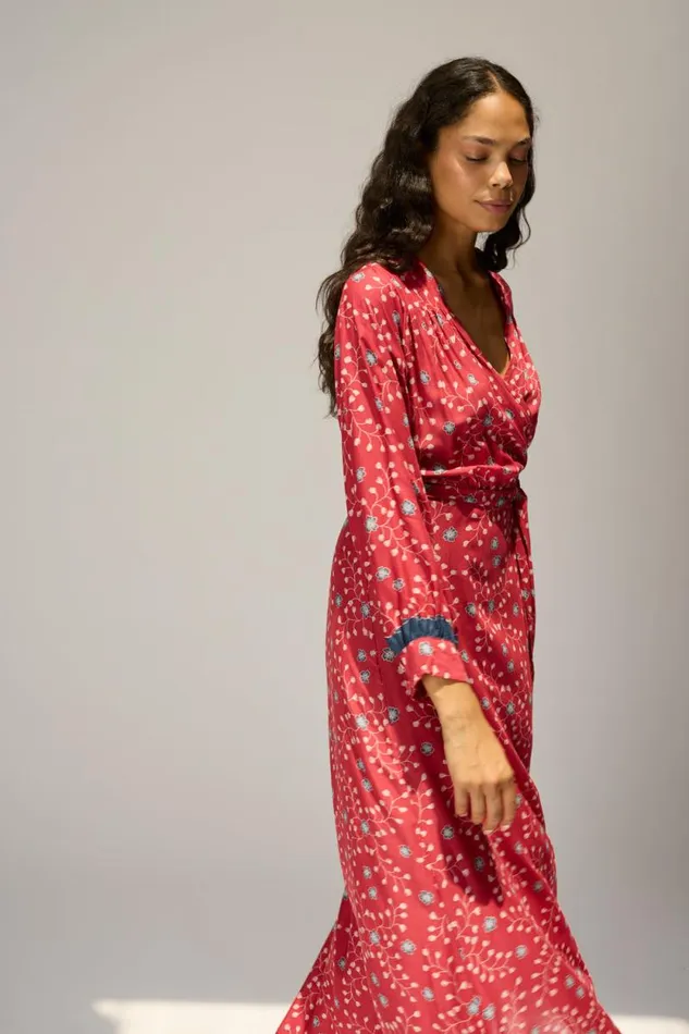 Women Natalie Martin Dresses Kate Long Sleeve Maxi Pinwheel Barn Red