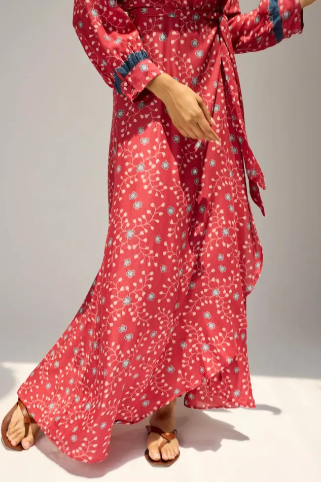 Women Natalie Martin Dresses Kate Long Sleeve Maxi Pinwheel Barn Red