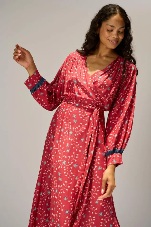 Women Natalie Martin Dresses Kate Long Sleeve Maxi Pinwheel Barn Red