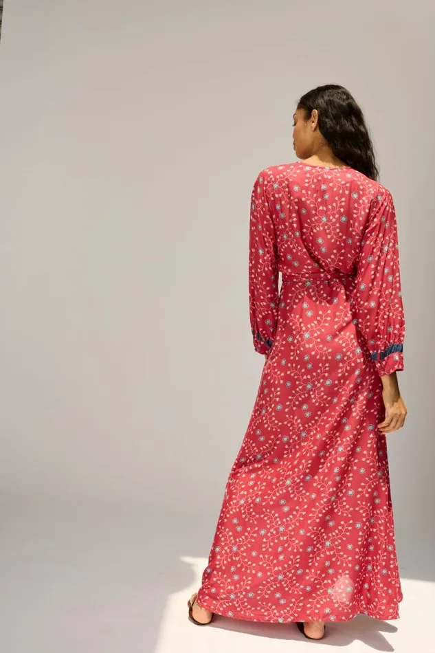 Women Natalie Martin Dresses Kate Long Sleeve Maxi Pinwheel Barn Red