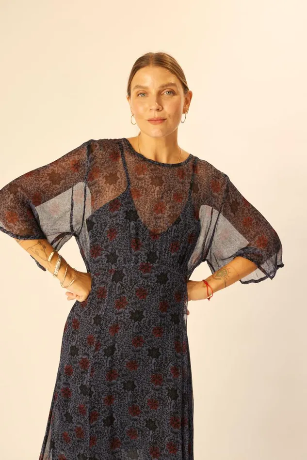 Women Natalie Martin Dresses Lily Dress Snowflake Steel Blue