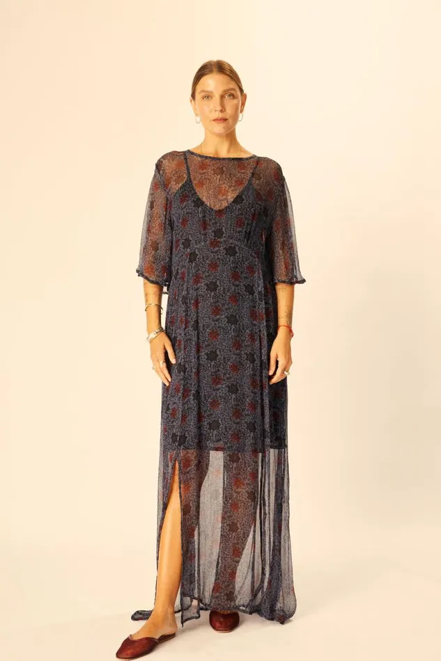 Women Natalie Martin Dresses Lily Dress Snowflake Steel Blue