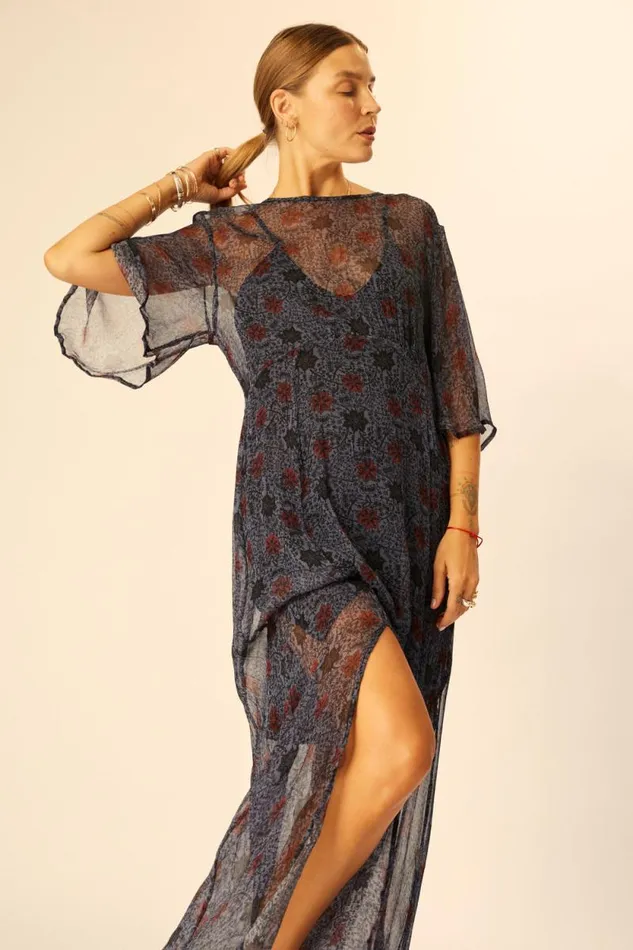 Women Natalie Martin Dresses Lily Dress Snowflake Steel Blue