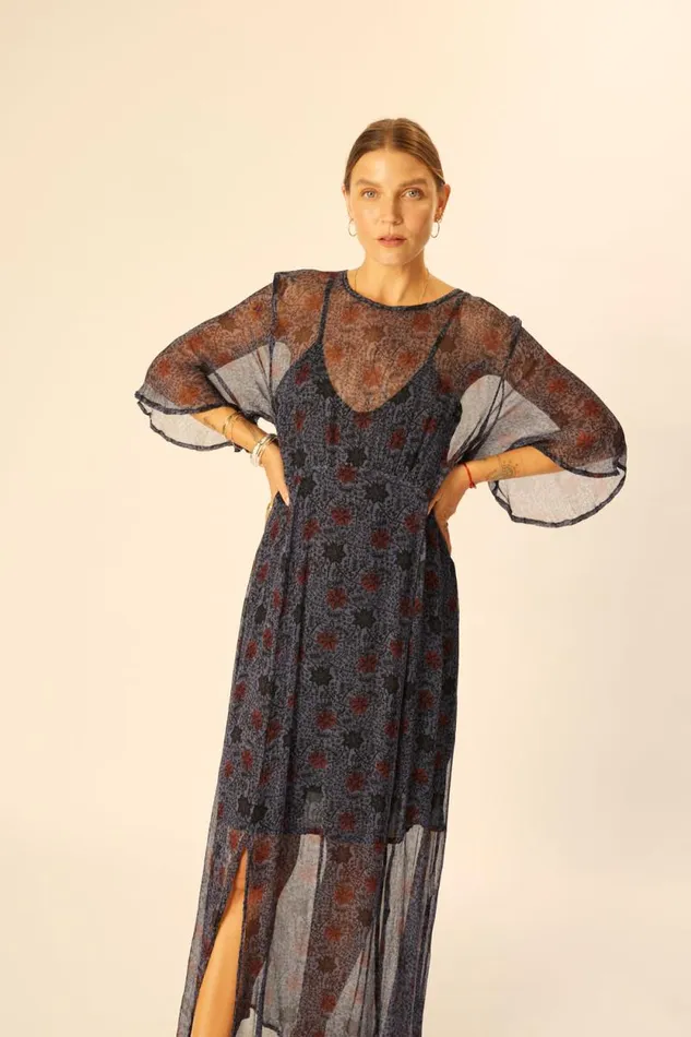 Women Natalie Martin Dresses Lily Dress Snowflake Steel Blue