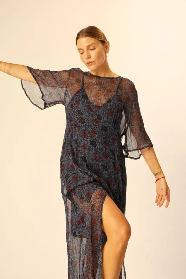 Women Natalie Martin Dresses Lily Dress Snowflake Steel Blue