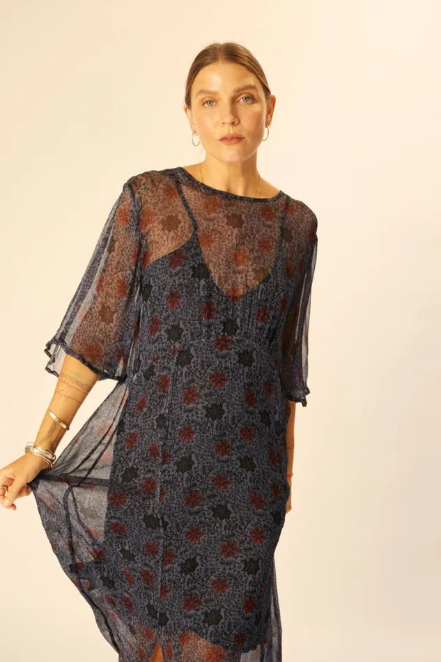 Women Natalie Martin Dresses Lily Dress Snowflake Steel Blue