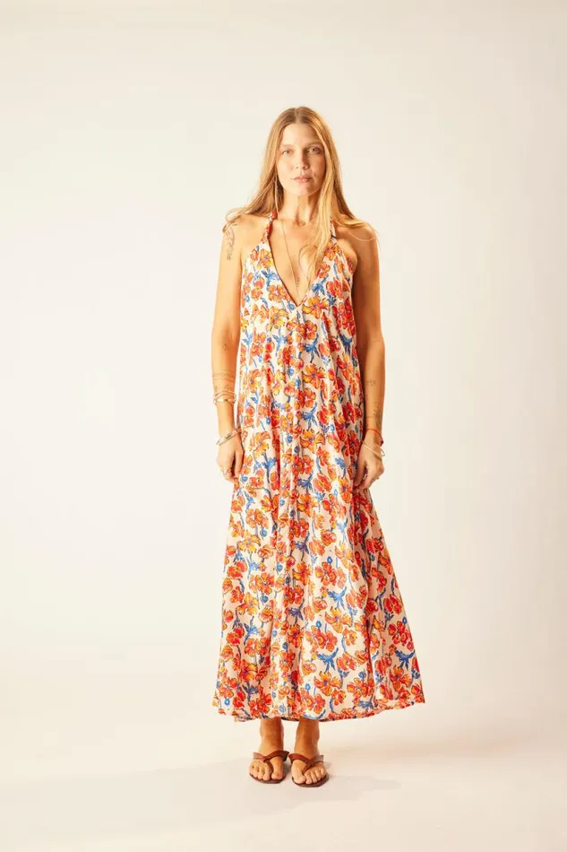 Women Natalie Martin Dresses Lola Dress Silk Watercolor Clementine