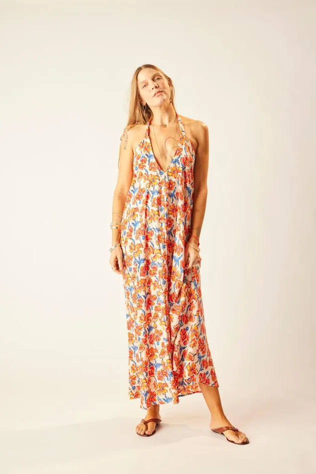 Women Natalie Martin Dresses Lola Dress Silk Watercolor Clementine