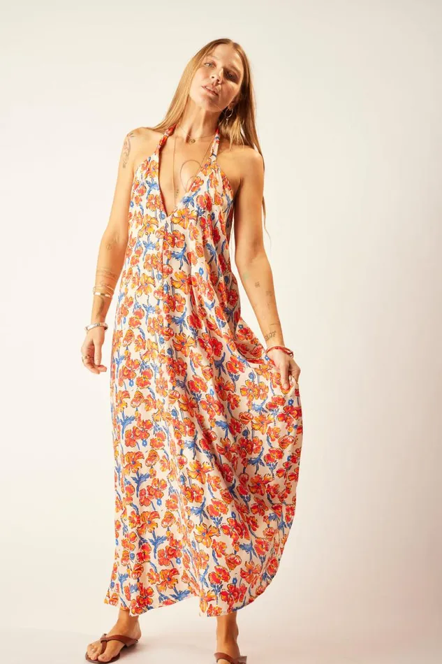 Women Natalie Martin Dresses Lola Dress Silk Watercolor Clementine