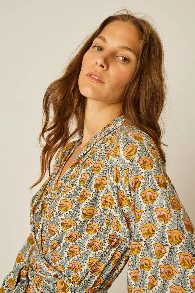 Women Natalie Martin Dresses Nico LS Maxi With Sash Tulip French Blue