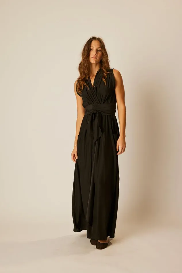 Women Natalie Martin Dresses Nico Sleeveless Maxi Black Silk