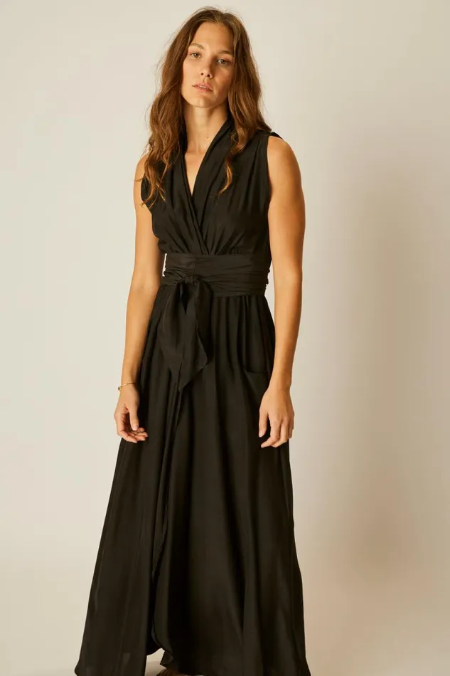 Women Natalie Martin Dresses Nico Sleeveless Maxi Black Silk