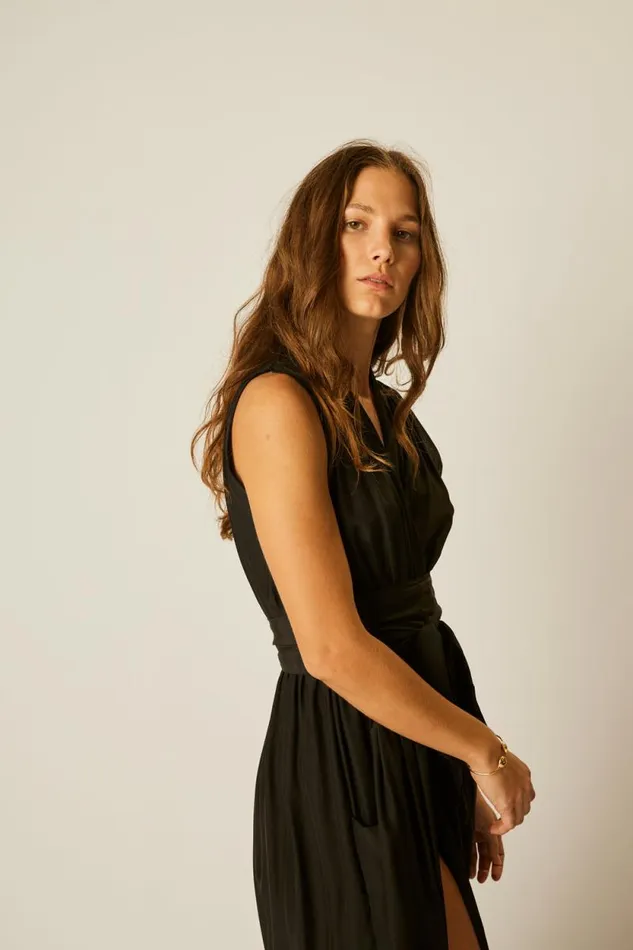 Women Natalie Martin Dresses Nico Sleeveless Maxi Black Silk