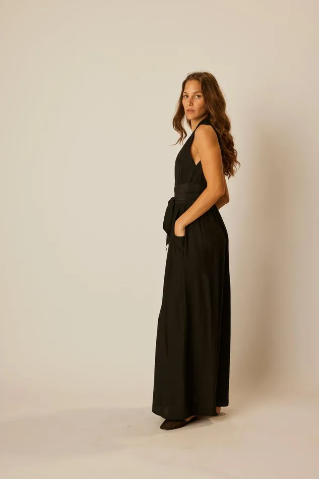 Women Natalie Martin Dresses Nico Sleeveless Maxi Black Silk