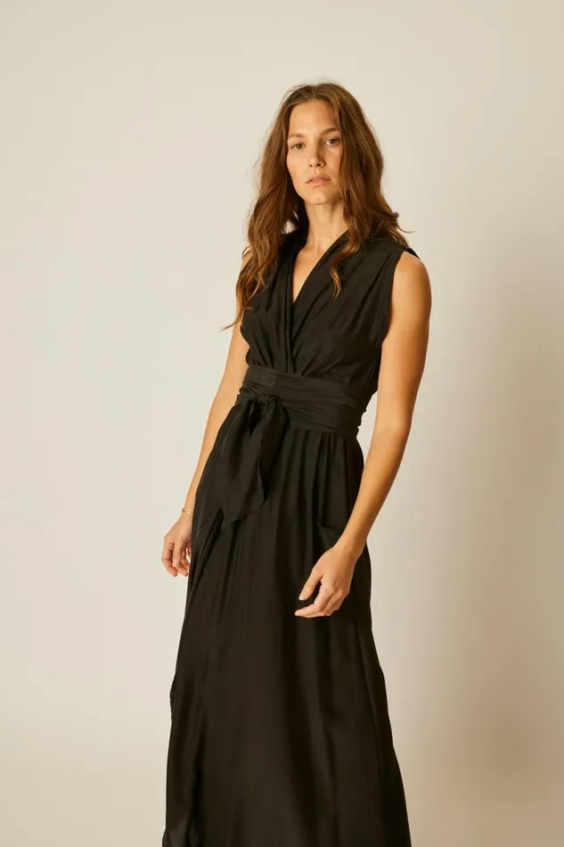 Women Natalie Martin Dresses Nico Sleeveless Maxi Black Silk