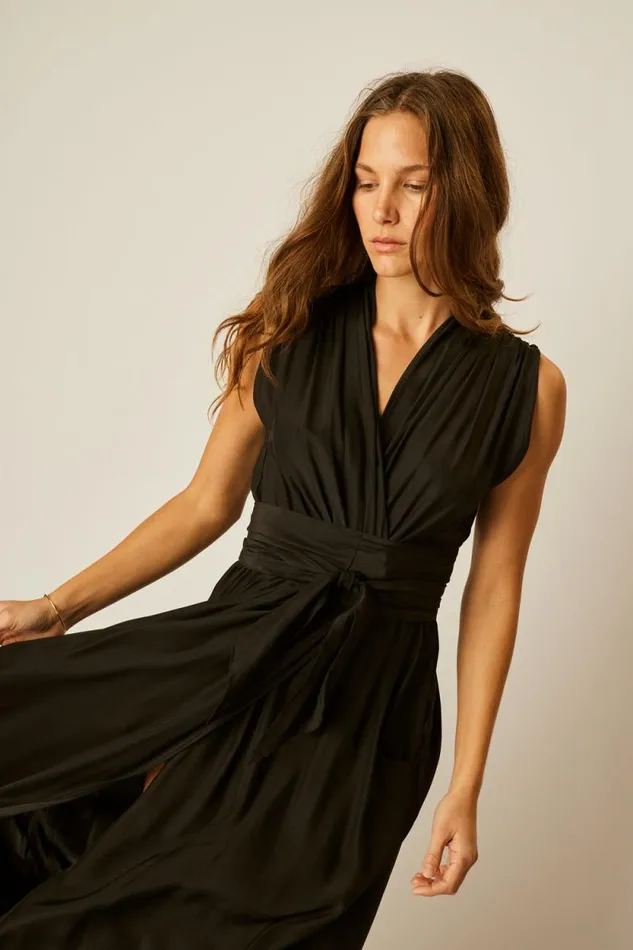 Women Natalie Martin Dresses Nico Sleeveless Maxi Black Silk