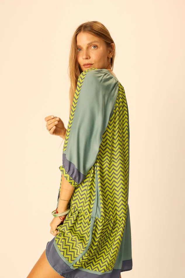 Women Natalie Martin Dresses Stevie Dress Block Zigzag Lime