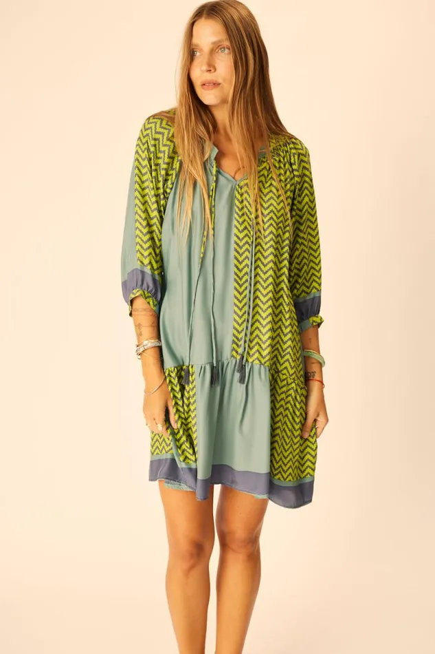Women Natalie Martin Dresses Stevie Dress Block Zigzag Lime
