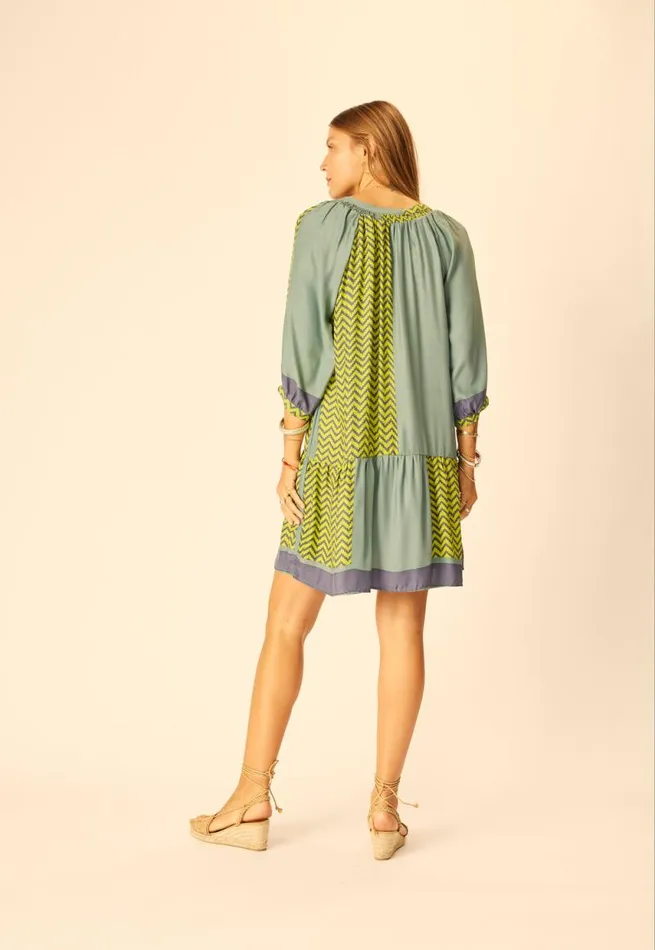 Women Natalie Martin Dresses Stevie Dress Block Zigzag Lime