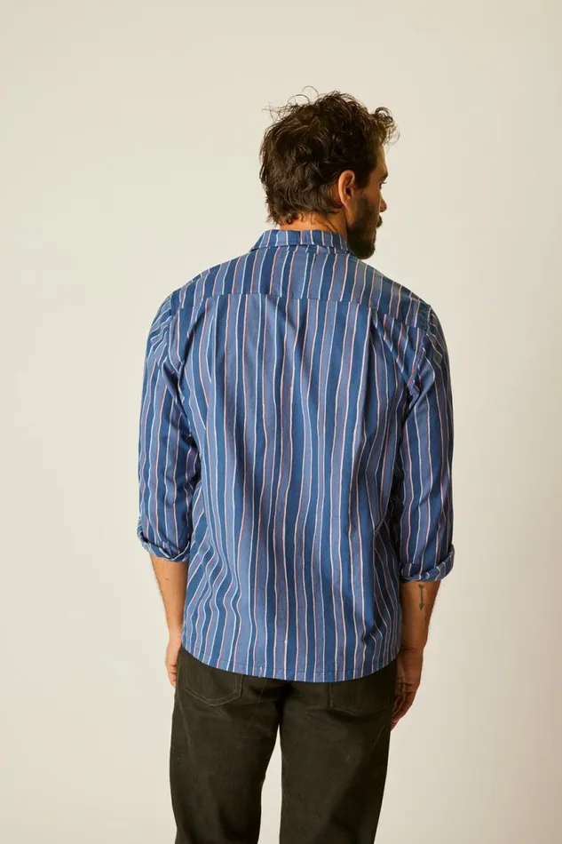 Women Natalie Martin Tops Louis Shirt Batik Stripe Navy