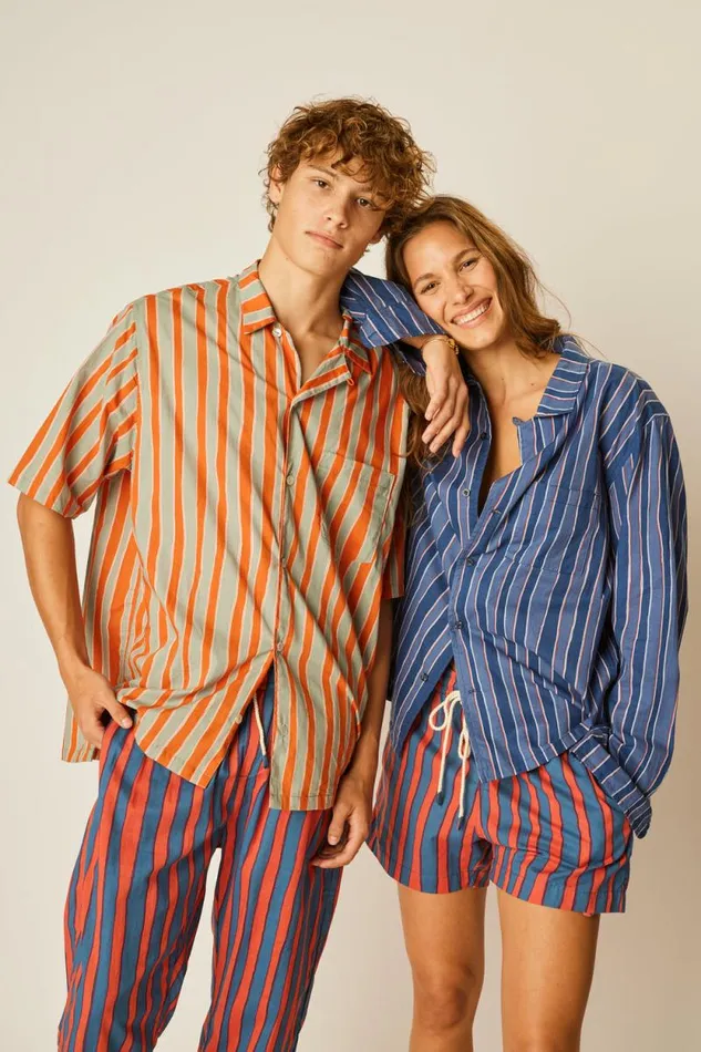 Women Natalie Martin Tops Louis Shirt Batik Stripe Navy