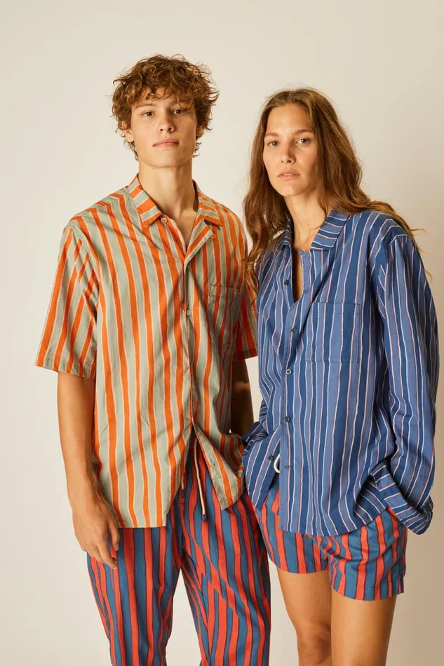 Women Natalie Martin Tops Louis Shirt Batik Stripe Navy