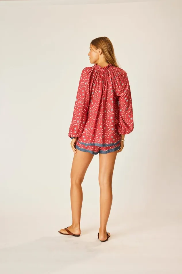 Women Natalie Martin Tops Penny Blouse Pinwheel Barn Red