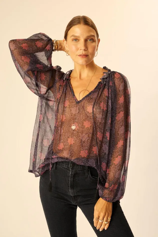 Women Natalie Martin Tops Penny Blouse Snowflake Aubergine