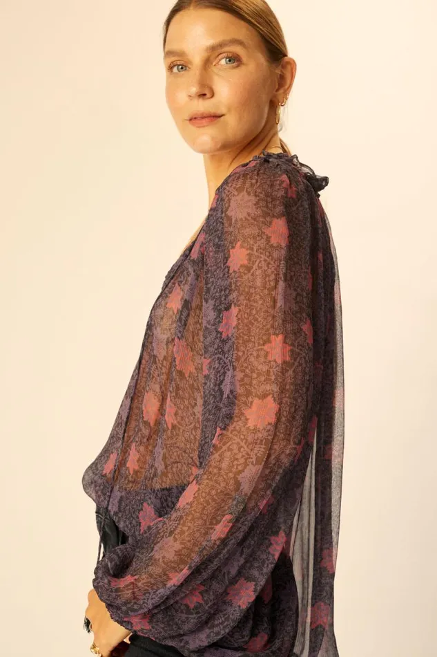 Women Natalie Martin Tops Penny Blouse Snowflake Aubergine
