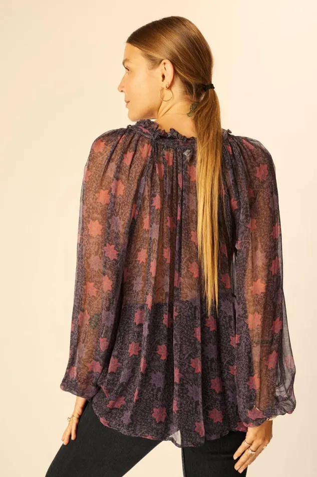 Women Natalie Martin Tops Penny Blouse Snowflake Aubergine