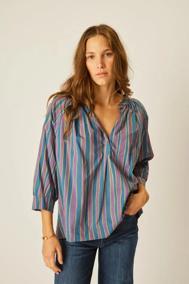 Women Natalie Martin Tops Remy Top Batik Stripe Lavender