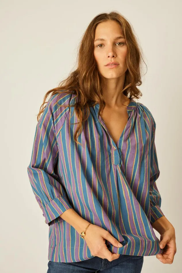 Women Natalie Martin Tops Remy Top Batik Stripe Lavender
