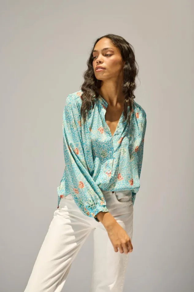 Women Natalie Martin Tops Tolan Shirt Andromeda Turquoise