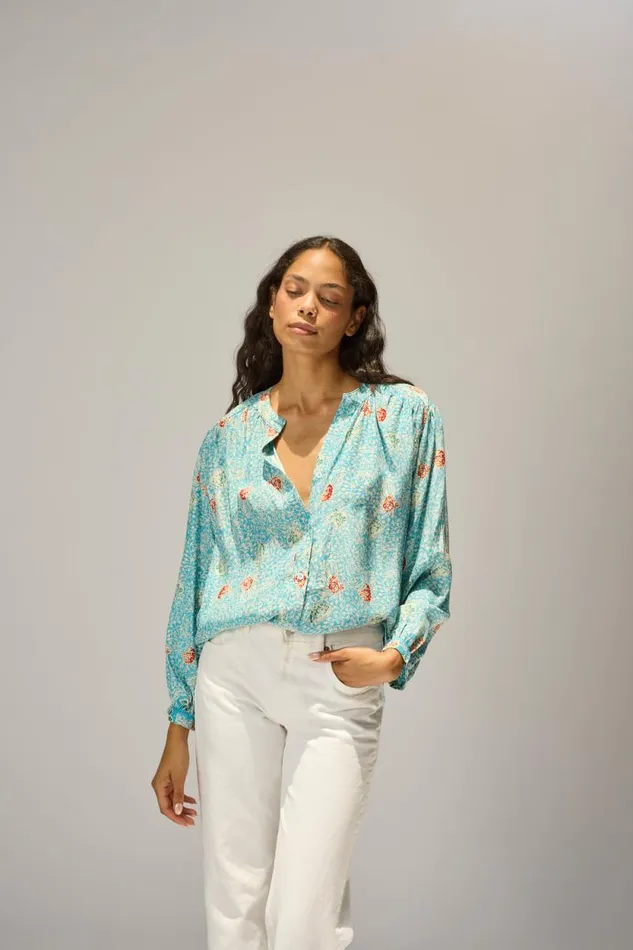 Women Natalie Martin Tops Tolan Shirt Andromeda Turquoise