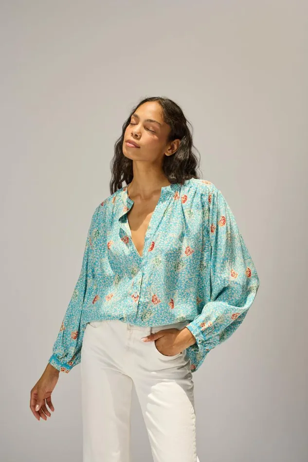 Women Natalie Martin Tops Tolan Shirt Andromeda Turquoise
