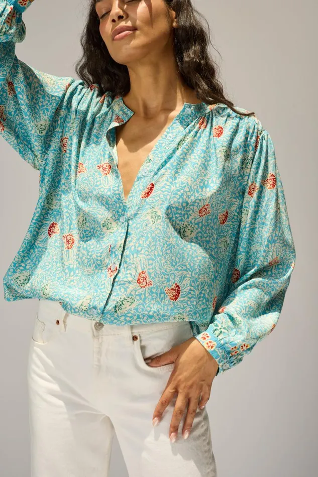 Women Natalie Martin Tops Tolan Shirt Andromeda Turquoise