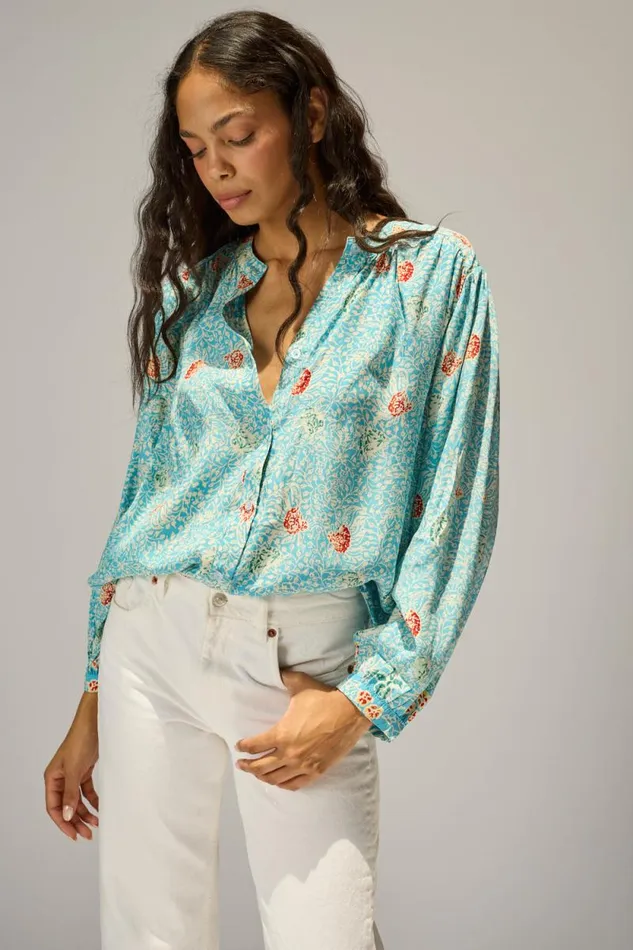 Women Natalie Martin Tops Tolan Shirt Andromeda Turquoise