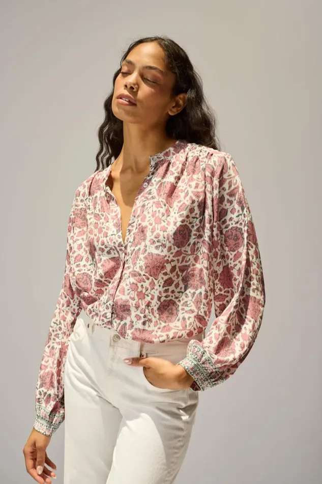 Women Natalie Martin Tops Tolan Shirt Geranium Fig