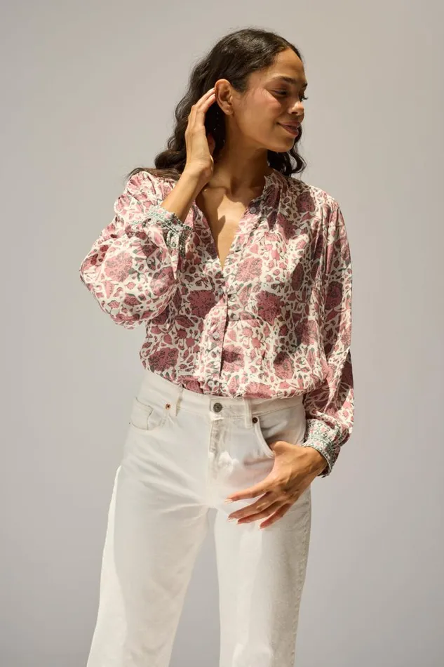 Women Natalie Martin Tops Tolan Shirt Geranium Fig