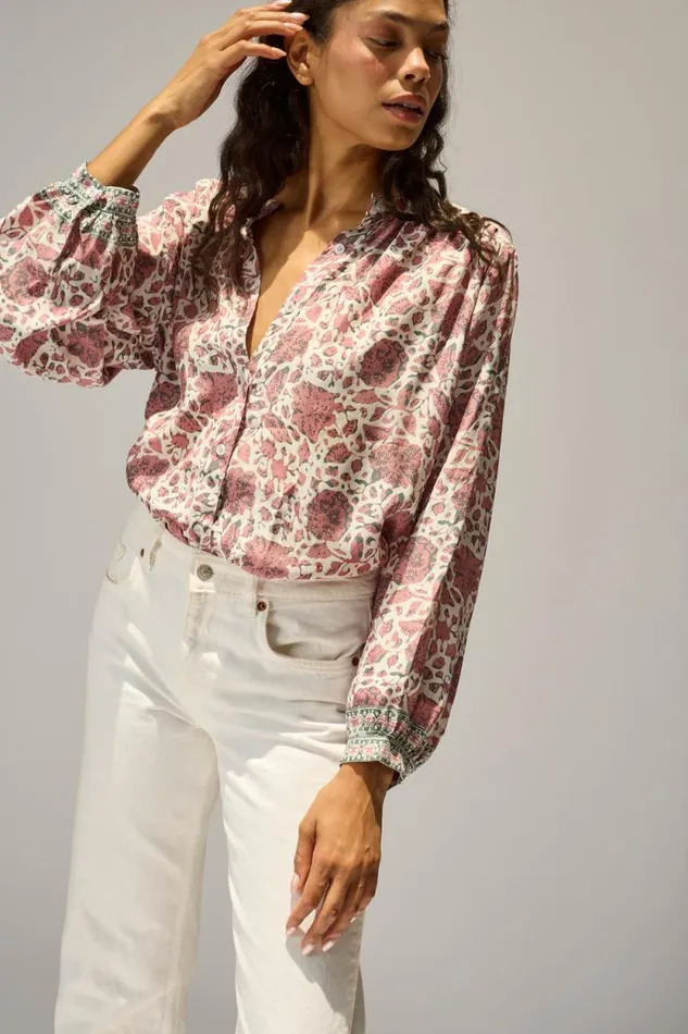 Women Natalie Martin Tops Tolan Shirt Geranium Fig