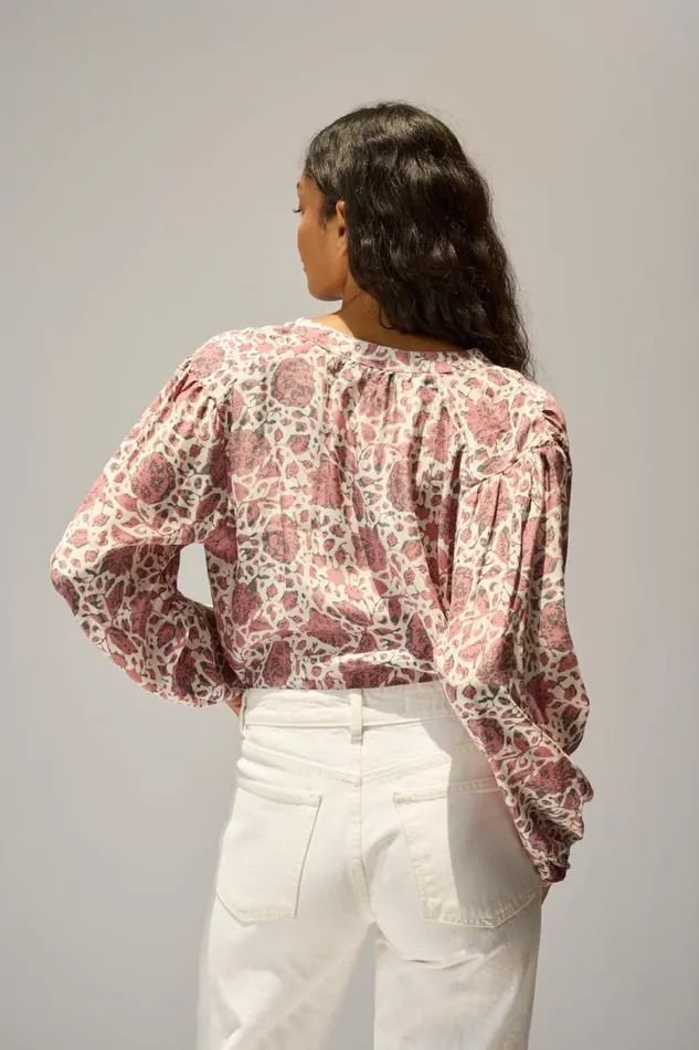 Women Natalie Martin Tops Tolan Shirt Geranium Fig