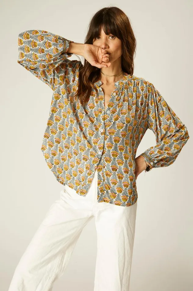 Women Natalie Martin Tops Tolan Shirt Tulip French Blue