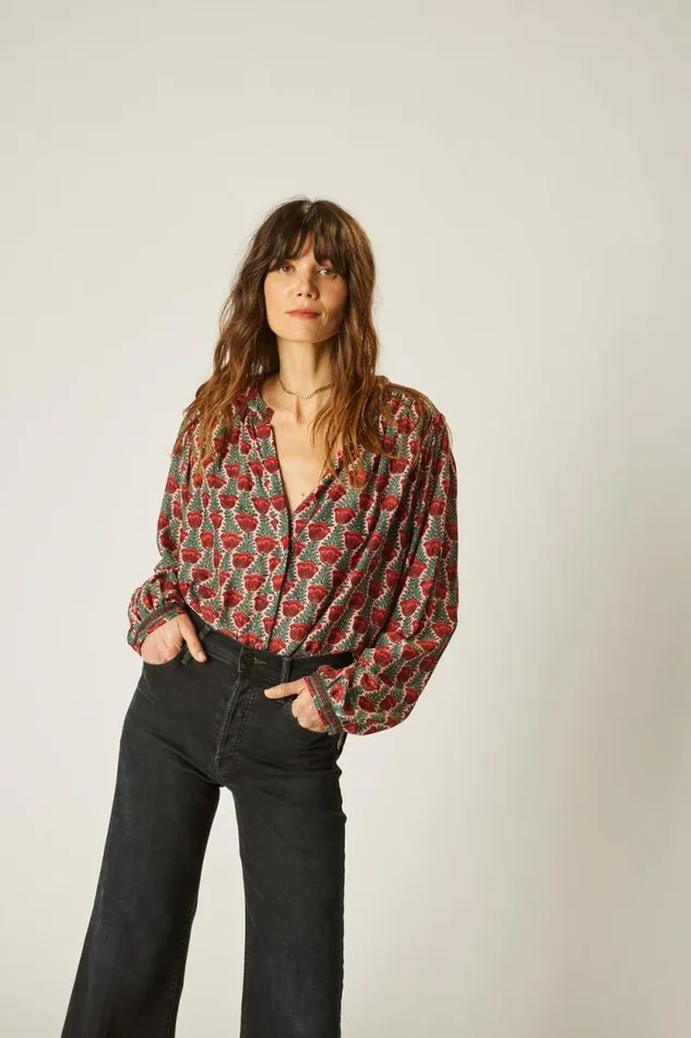 Women Natalie Martin Tops Tolan Shirt Tulip Venetian Red